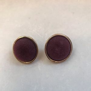 Avon Burgundy Velvet Stud Earrings Goldtone